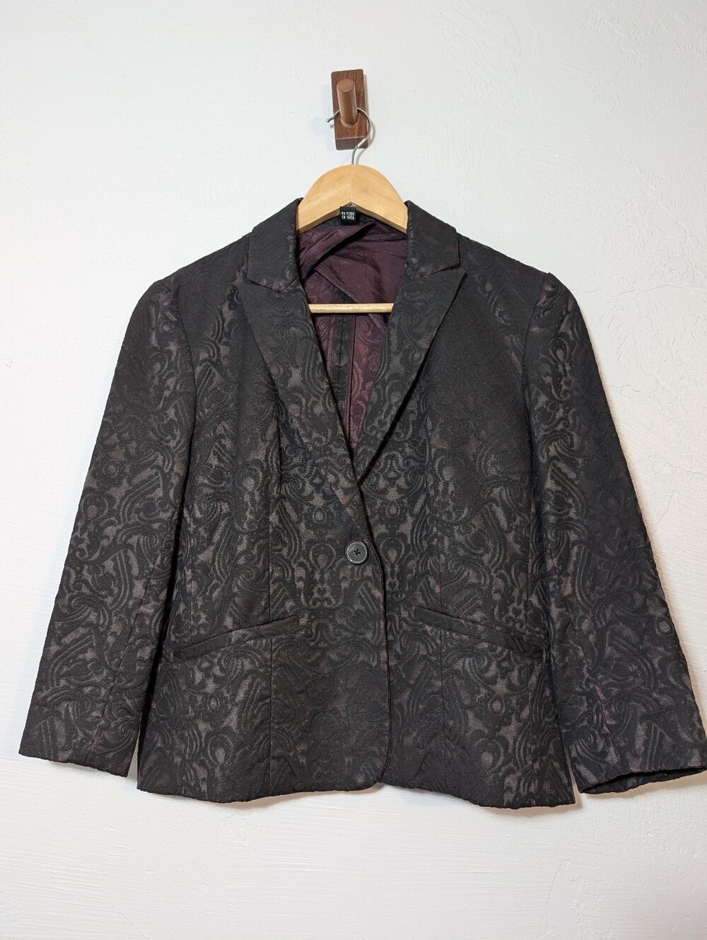 Black Purple Whimsigoth Jacquard Blazer Goth Halloween Witchy Steampunk Alt